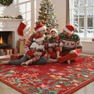 Nolan Christmas Washable Modern Blooming Floral Garden Red Rug Area Rugs Lahome