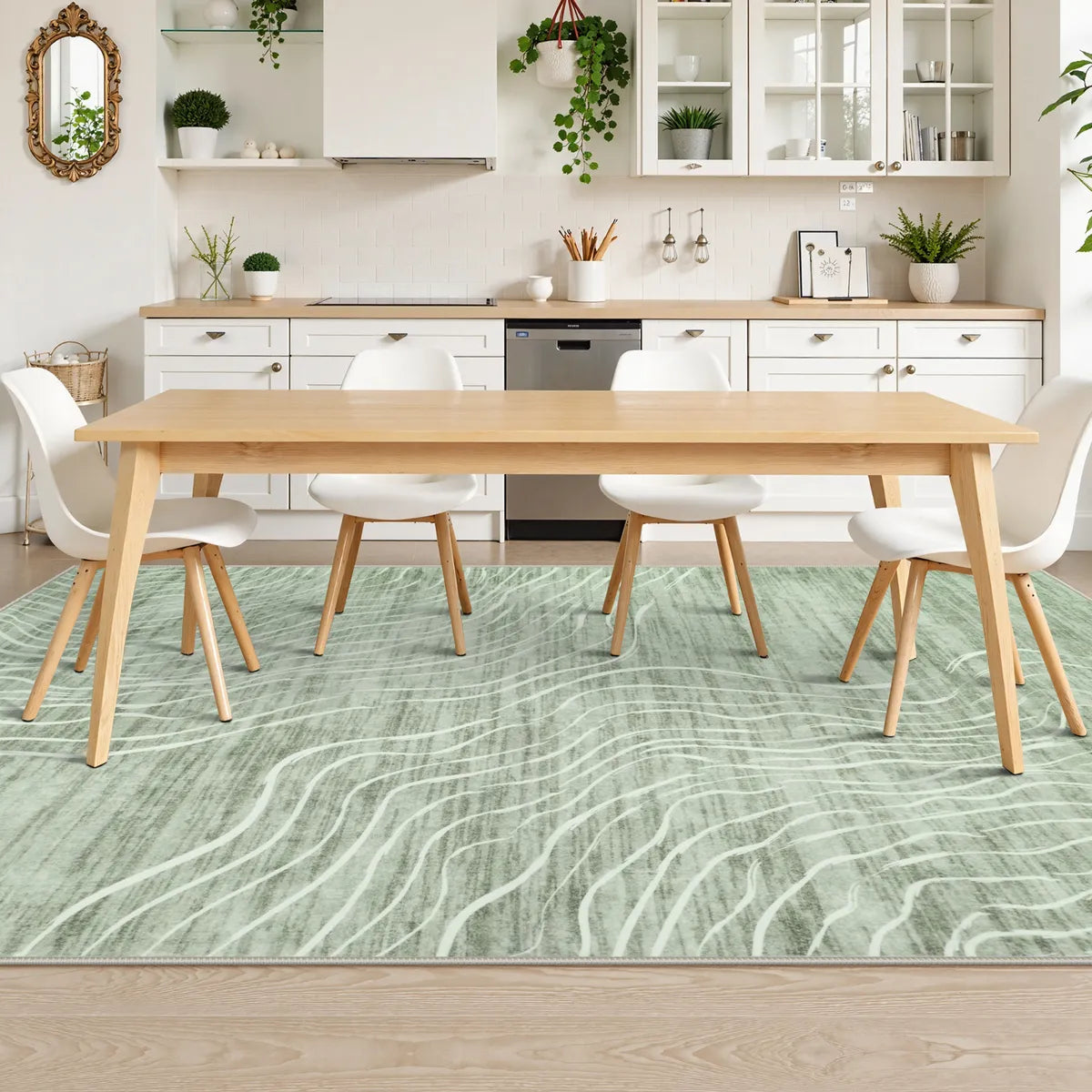 Ondel Washable Abstract Terrain Green Rug Area Rugs Lahome
