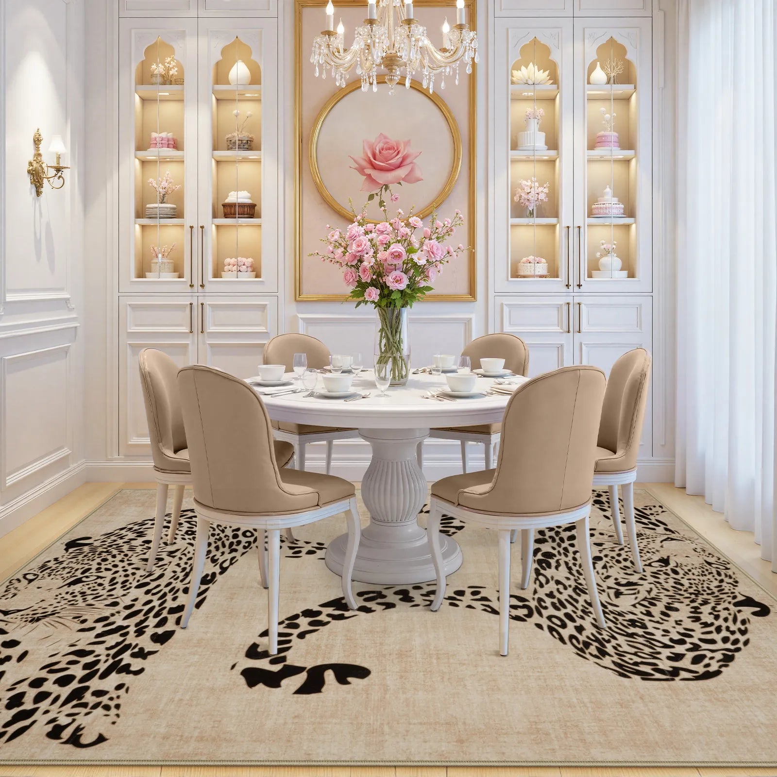 Pantera Washable Modern Safari Leopard Beige Rug Area Rugs Lahome