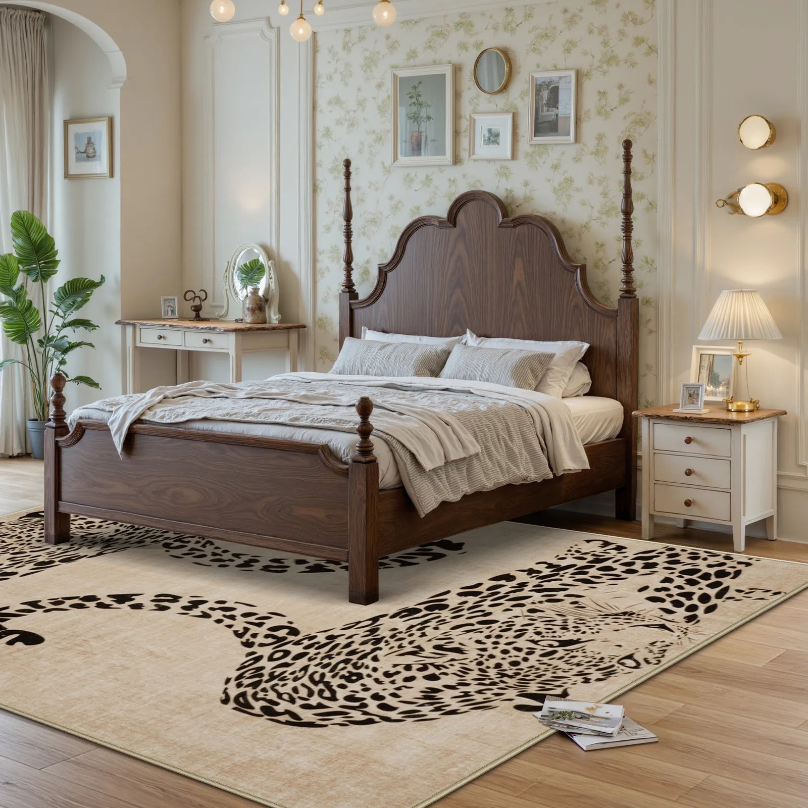 Pantera Washable Modern Safari Leopard Beige Rug Area Rugs Lahome