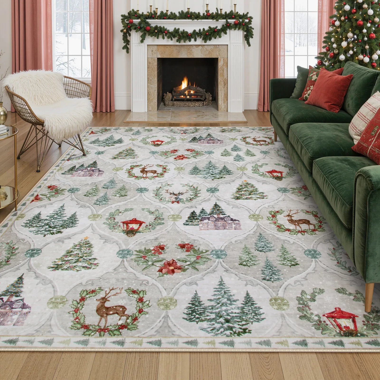 Pascal Christmas Washable World Moroccan Beige Rug Area Rugs Lahome 8' x 10'