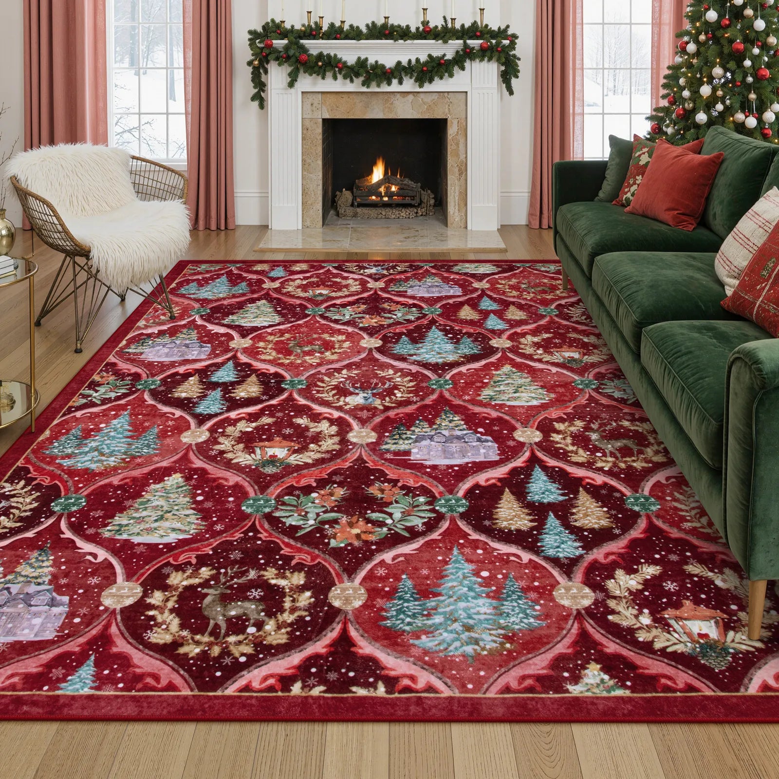 Pascal Christmas Washable World Moroccan Red Rug Area Rugs Lahome