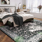 Rava Washable Wild Tiger Black Rug Area Rugs Lahome