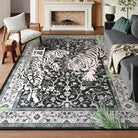 Rava Washable Wild Tiger Black Rug Area Rugs Lahome 8' x 10'