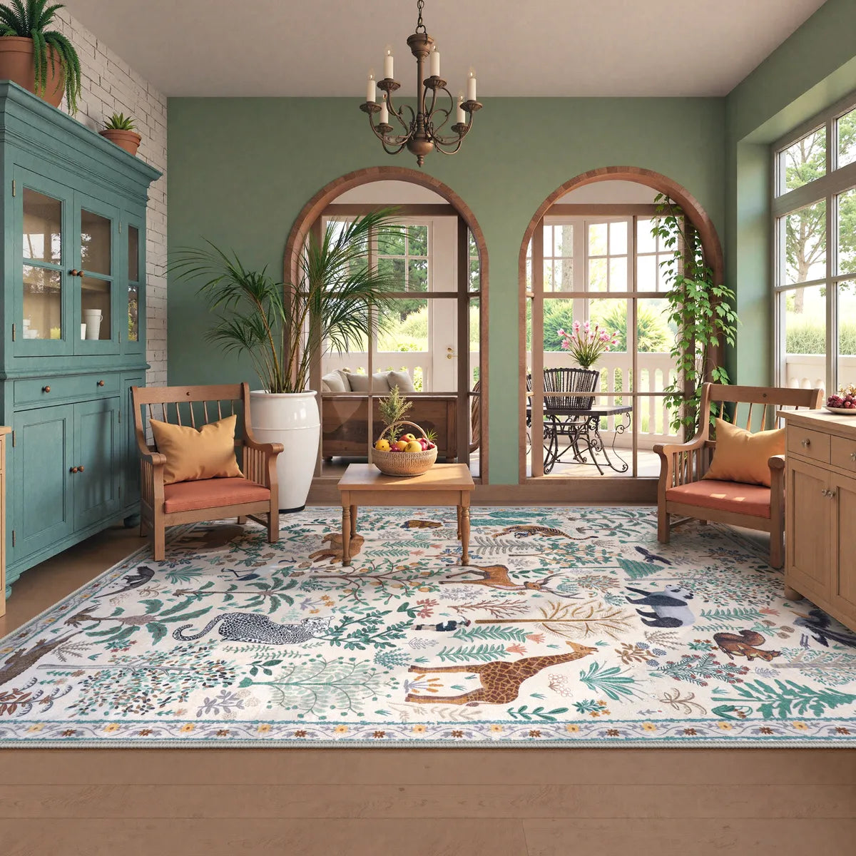 Roam Washable Jungle Animals Beige Rug Rugs Lahome