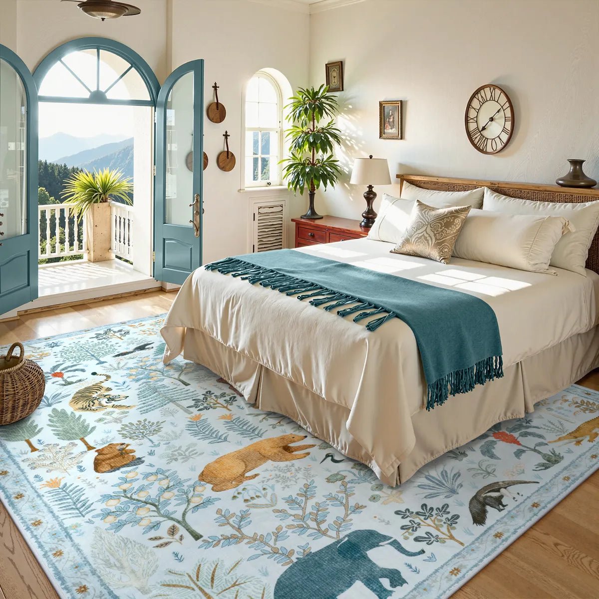 Roam Washable Jungle Animals Blue Rug Rugs Lahome