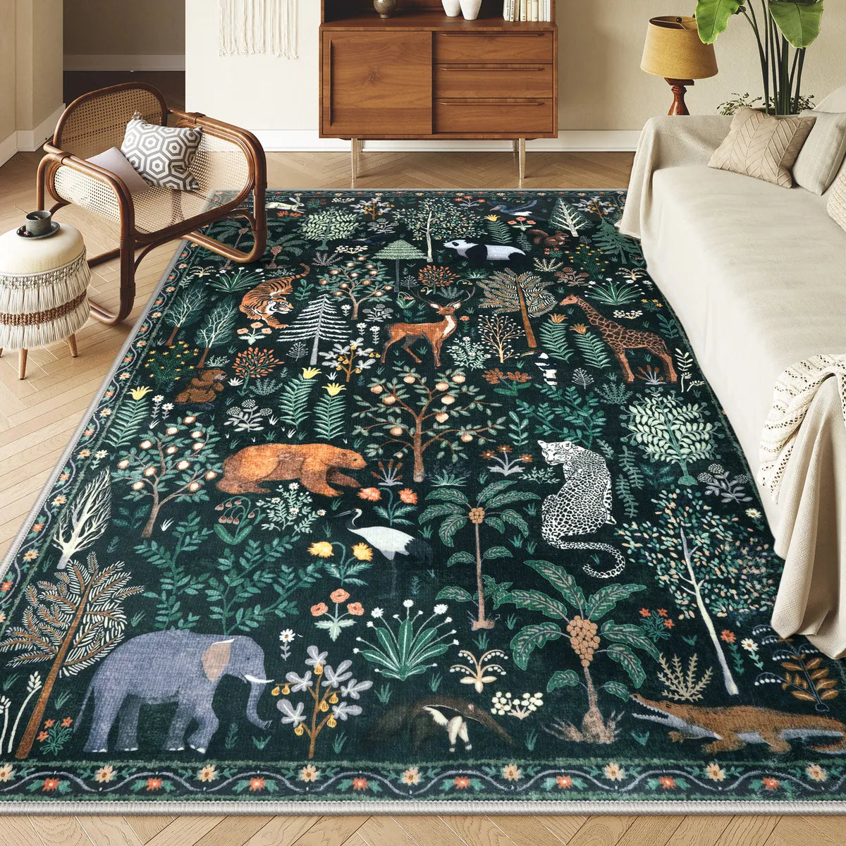 Roam Washable Jungle Animals Green Rug Rugs Lahome 8' x 10'