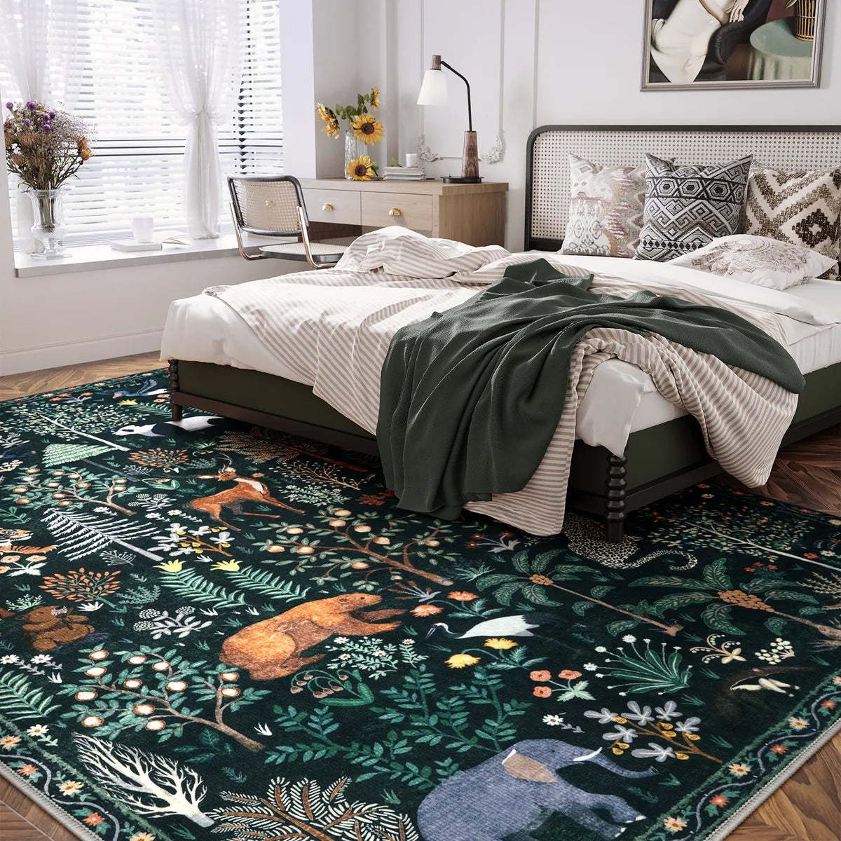 Roam Washable Jungle Animals Green Rug Rugs Lahome