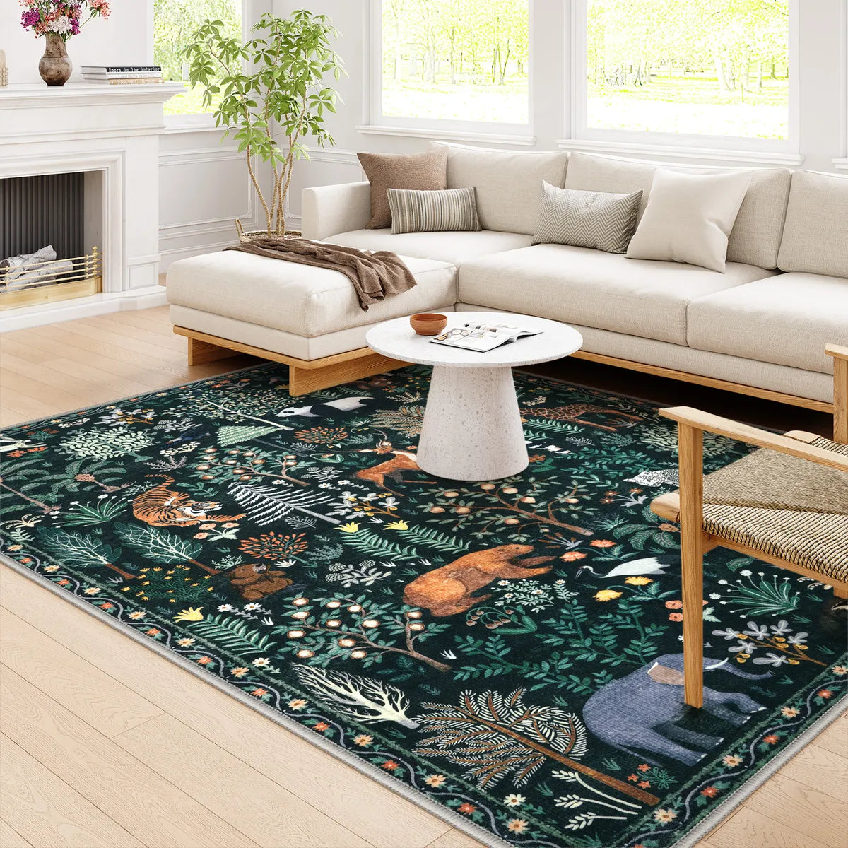 Roam Washable Jungle Animals Green Rug Rugs Lahome