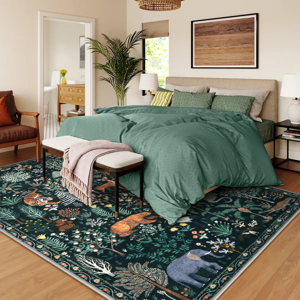 Roam Washable Jungle Animals Green Rug Rugs Lahome