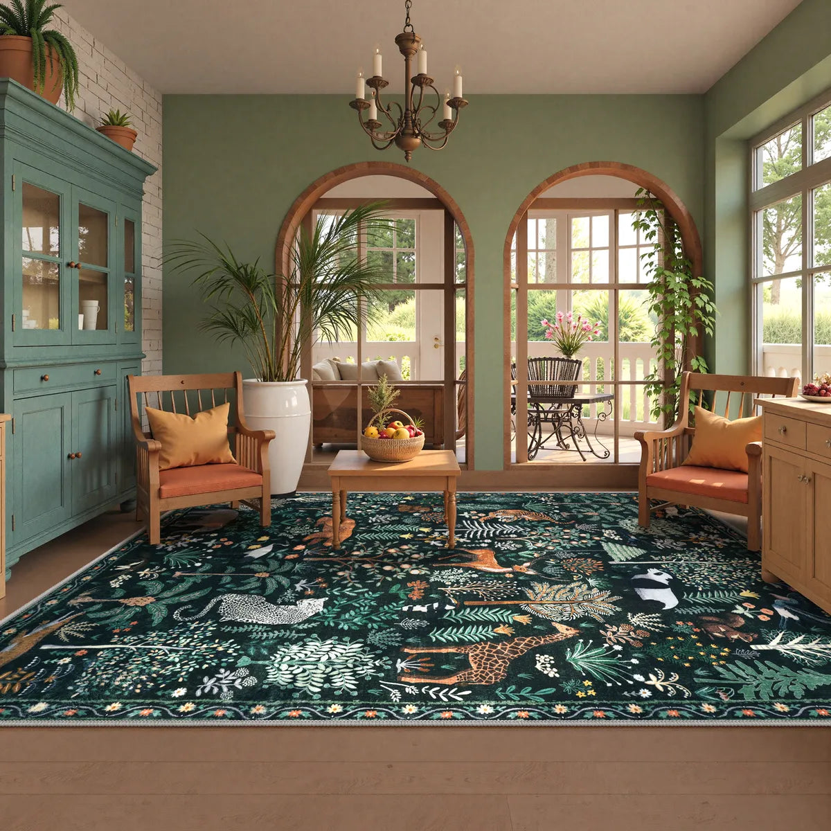 Roam Washable Jungle Animals Green Rug Rugs Lahome