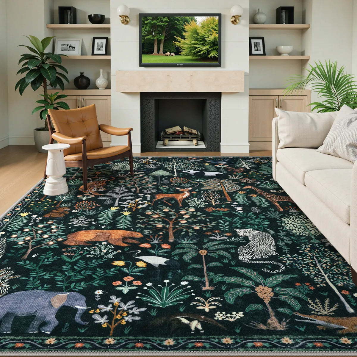 Roam Washable Jungle Animals Green Rug Rugs Lahome