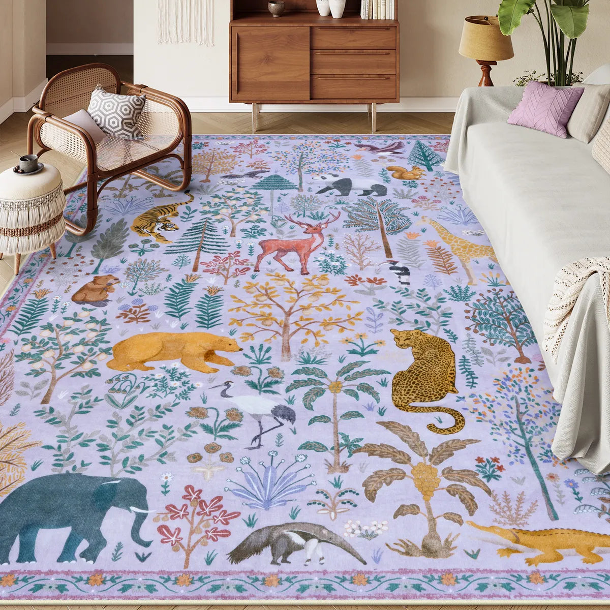 Roam Washable Jungle Animals Purple Rug Rugs Lahome 8' x 10'