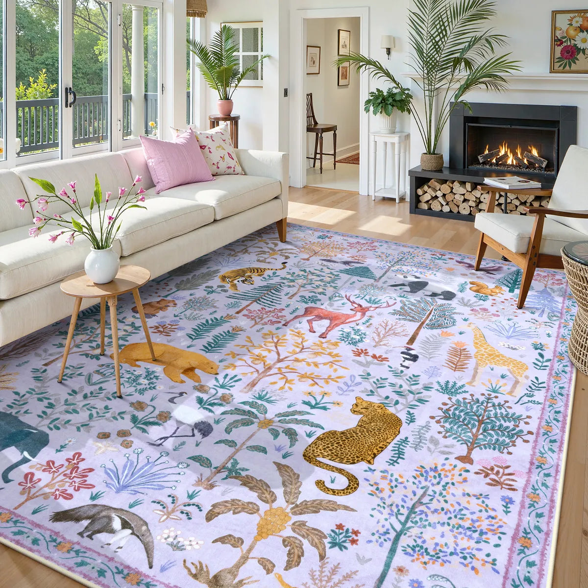 Roam Washable Jungle Animals Purple Rug Rugs Lahome