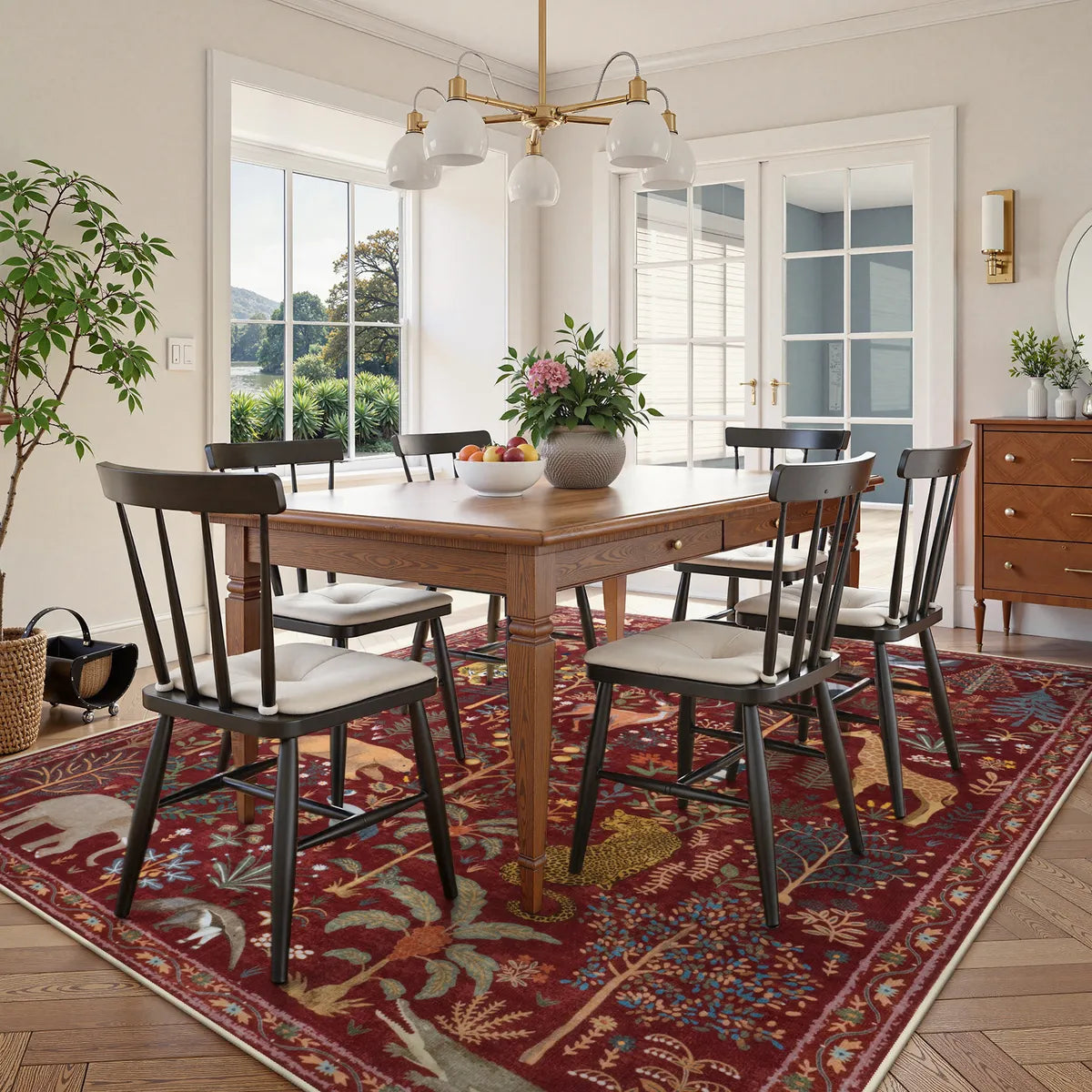 Roam Washable Jungle Animals Red Rug Rugs Lahome