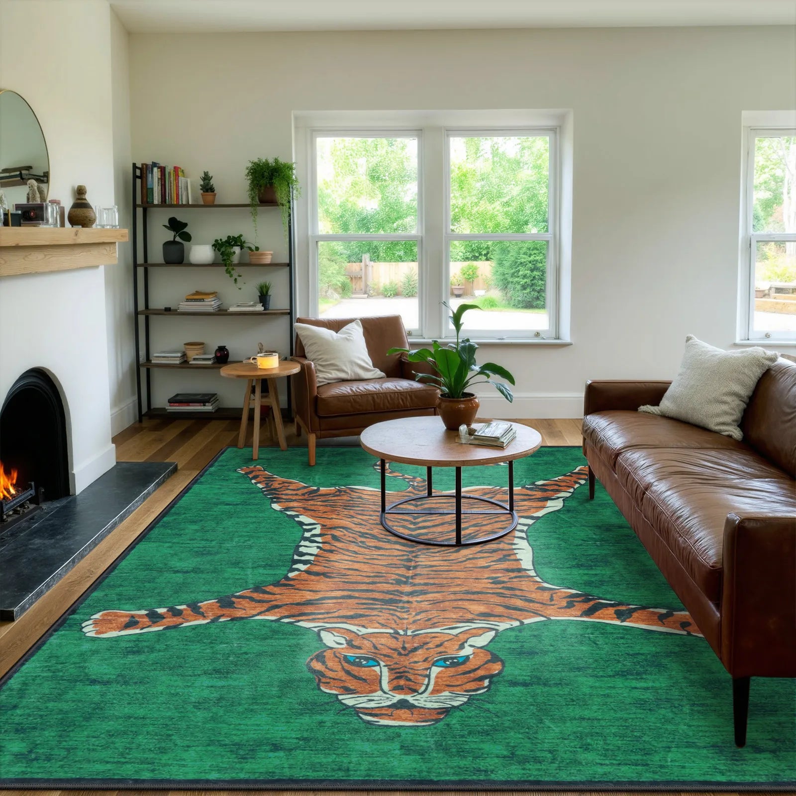 Totem Washable Aesthetic Tiger Green Rug Rugs Lahome 8' x 10'