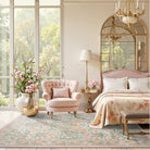 Verena Washable Vintage Floral Butterfly Pink Rug Area Rugs Lahome 8' x 10'