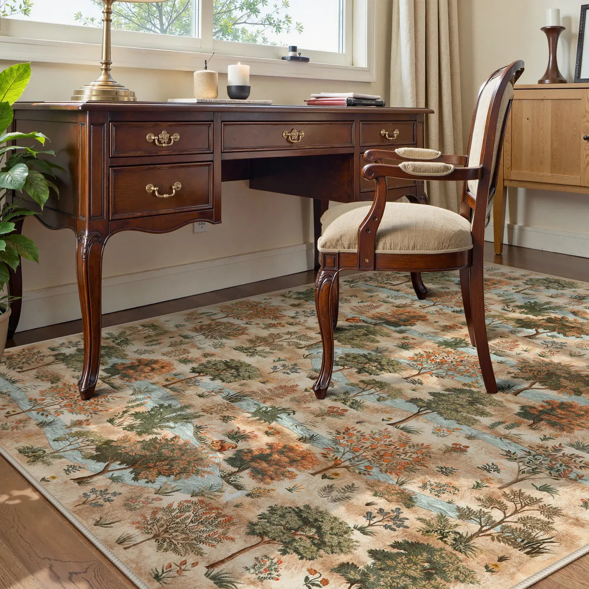 Vernay Washable Forest Woodland Brown Rug Area Rugs Lahome