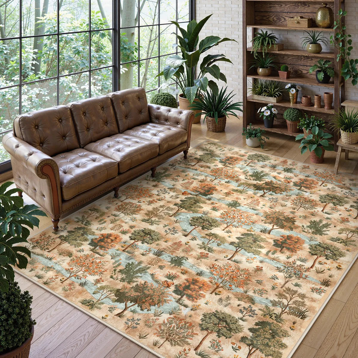 Vernay Washable Forest Woodland Brown Rug Area Rugs Lahome