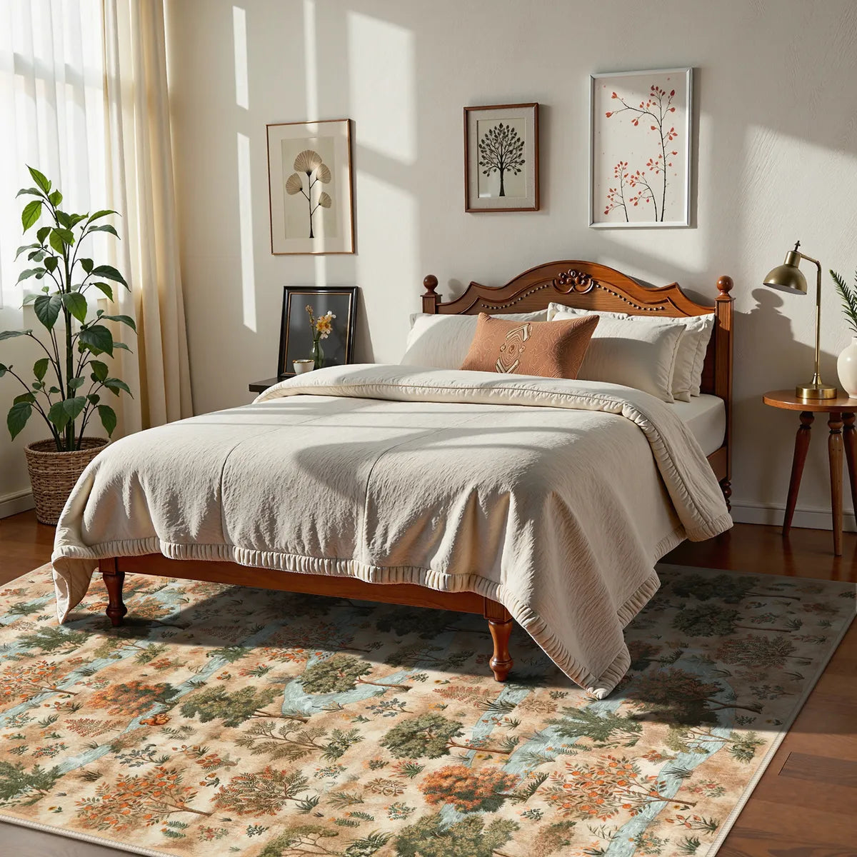 Vernay Washable Forest Woodland Brown Rug Area Rugs Lahome