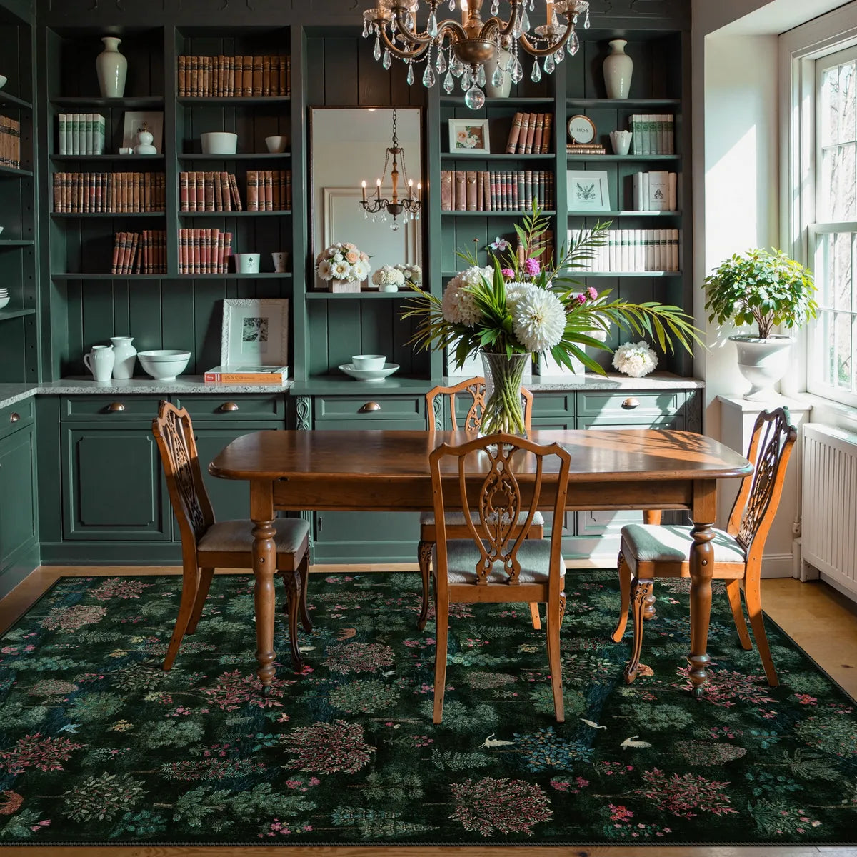 Vernay Washable Forest Woodland Deep Green Rug Area Rugs Lahome