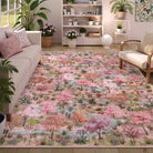 Vernay Washable Forest Woodland Pink Runner Rug Area Rugs Lahome