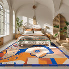Cecile Washable Contemporary Abstract Art Blue Rug Clearance Rugs Lahome