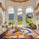 Cecile Washable Contemporary Abstract Art Blue Rug Clearance Rugs Lahome