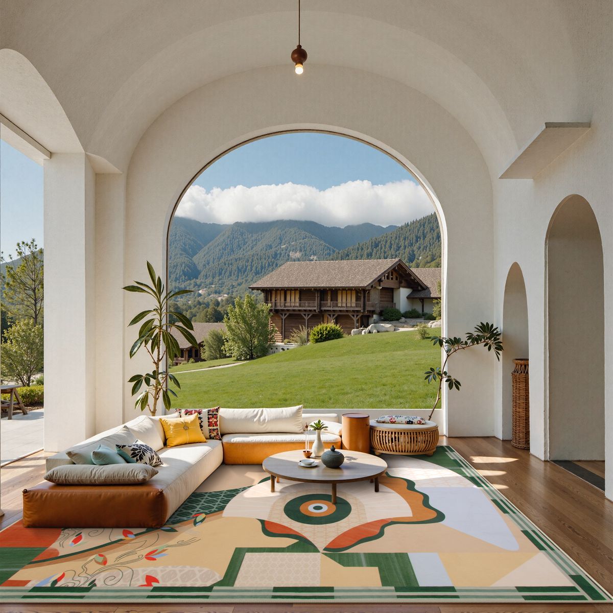 Cecile Washable Contemporary Abstract Art Green Rug Clearance Rugs Lahome