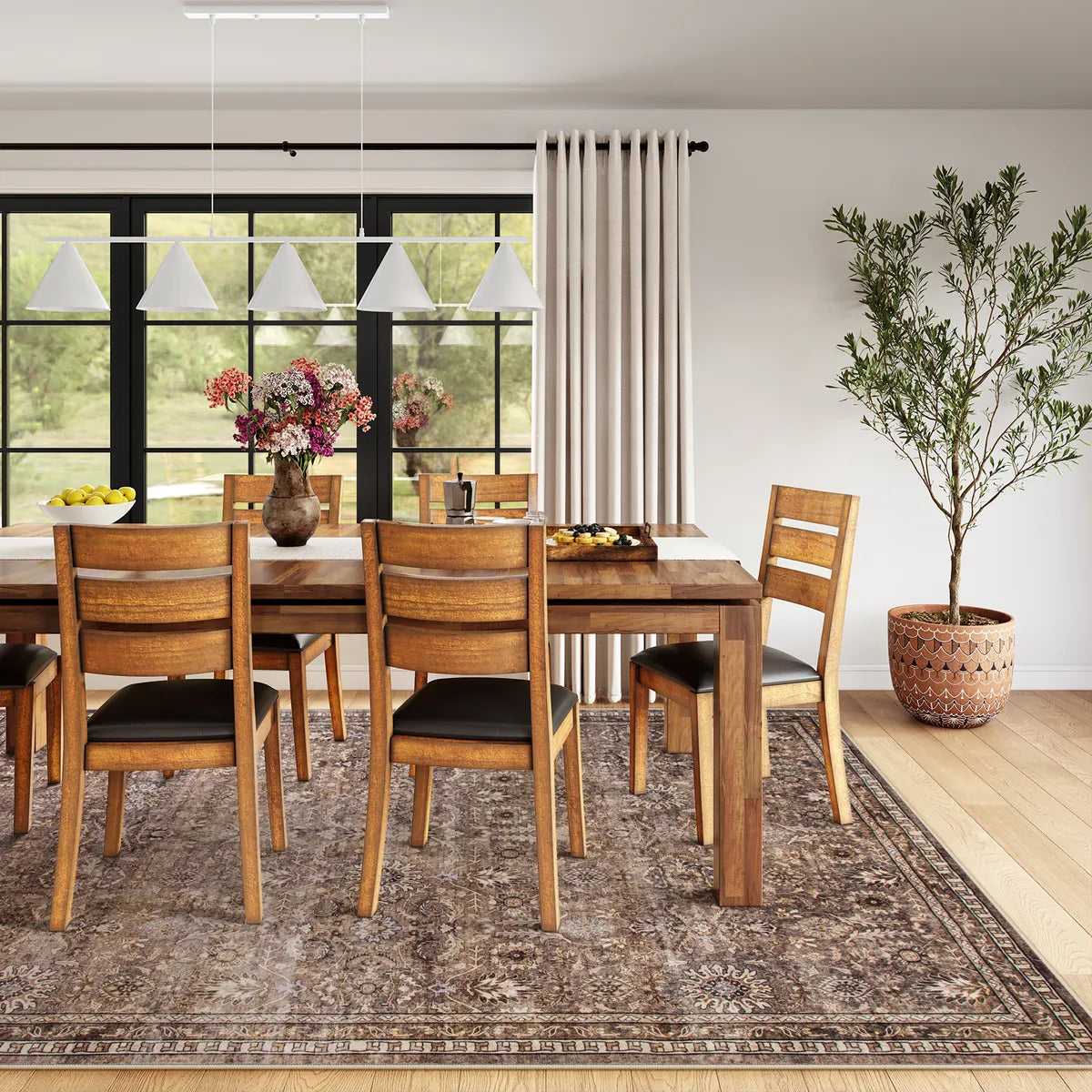 Mirae Washable Vintage Persian Mocha Brown Rug Area Rugs Lahome