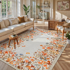 Solene Washable Modern Blooming Floral Garden Yellow Rug Area Rugs Lahome