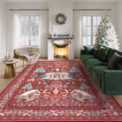Christmas Washable Winter Snow House Red 5x7 Rug Clearance Rugs Lahome