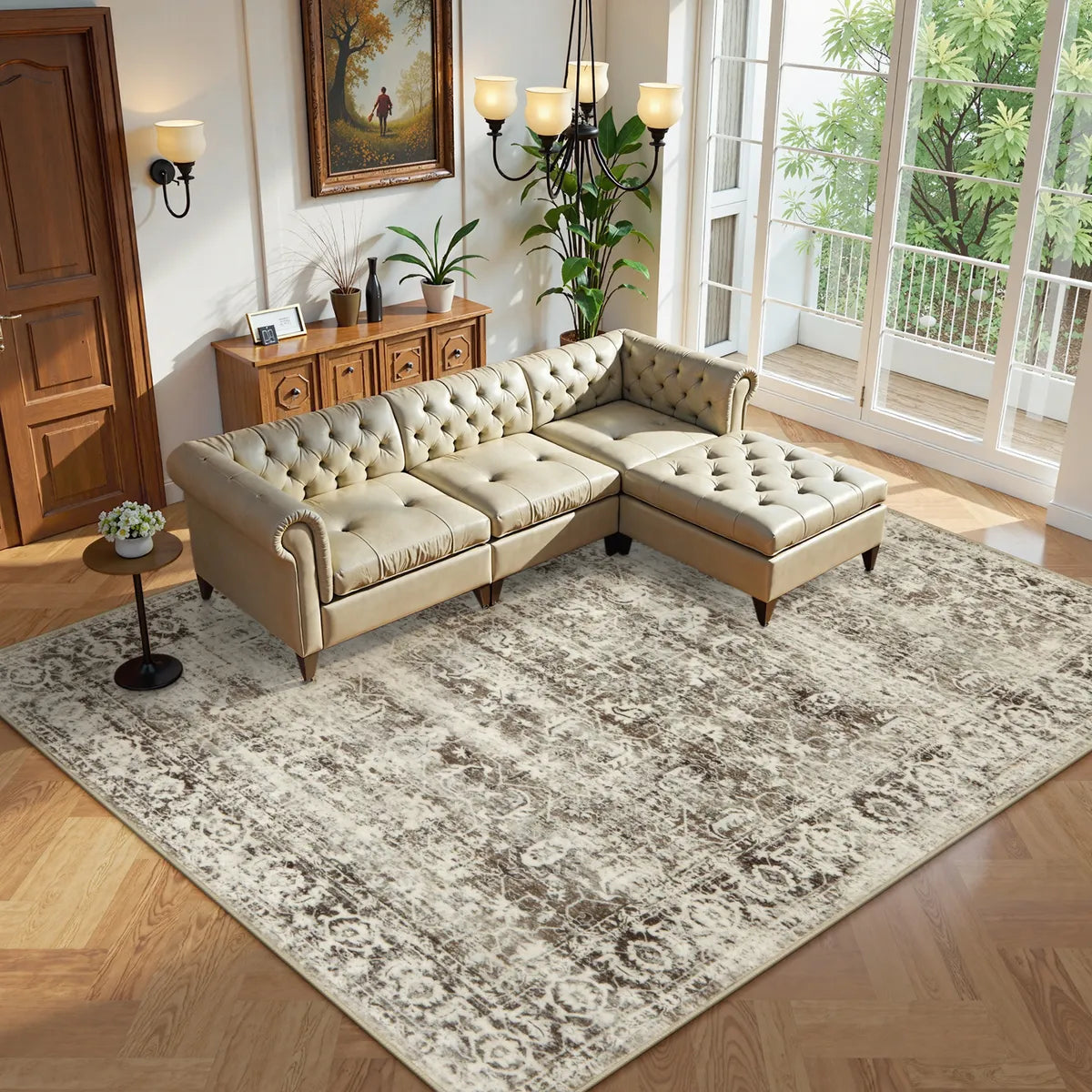 Margot Washable Vintage Distressed Beige Rug Clearance Rugs Lahome