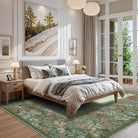 Solene Washable Modern Blooming Floral Garden Green Rug Area Rugs Lahome