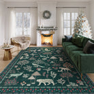 Cora Washable Modern Vibrant Jungle Animals Green Rug Area Rugs Lahome 8' x 10'