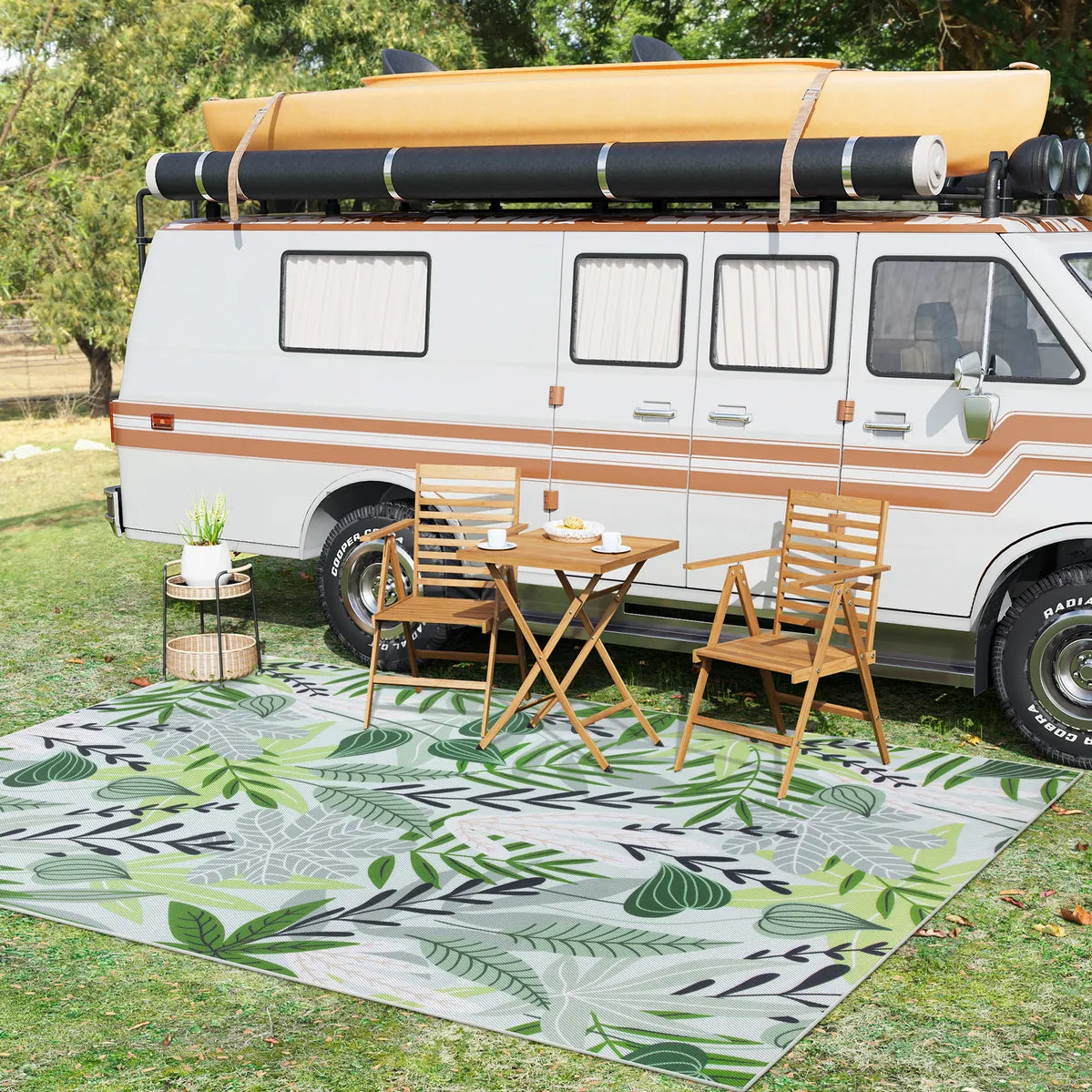 Soleil Washable Floral Green Indoor Outdoor Rug Outdoor Rugs Lahome 8' x 10'