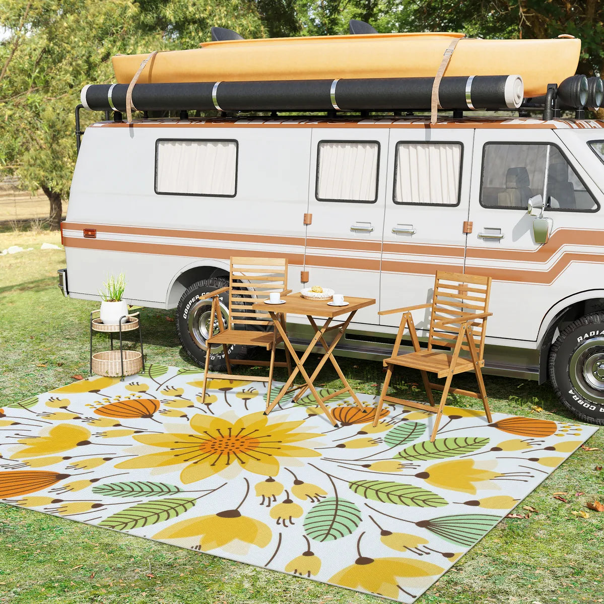 Soleil Washable Floral Yellow Indoor Outdoor Rug Outdoor Rugs Lahome