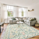 Sylvie Washable Boho Modern Parisian Garden Floral Beige Rug Area Rugs Lahome