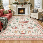 Olivier Christmas Washable Tree and Santa Beige Rug Area Rugs Lahome 8' x 10'