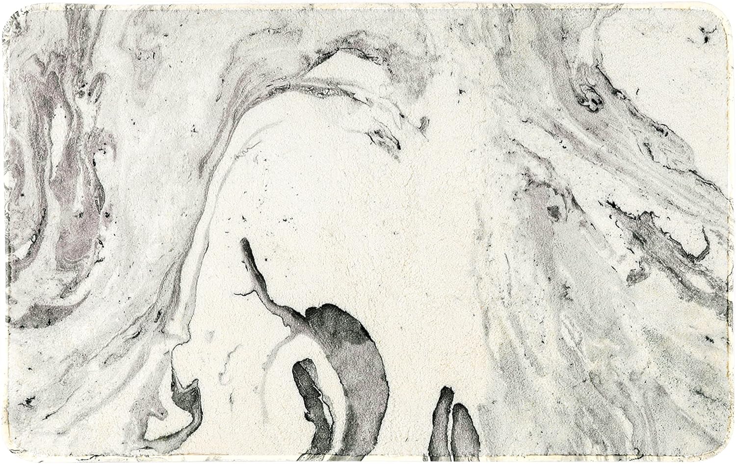 LahomeGlobal Bath Mat 18x47 inch Gray Marble Runner Velvet Non-Slip Bathroom Rug Modern Long Bath Rug Soft Luxury Microfiber Machine Washable Floor Carpet for Bathroom Tub Shower LahomeGlobal Lahome