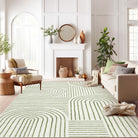 Darrell Washable Abstract Rainbow Stripe Green/White Rug Area Rugs Lahome