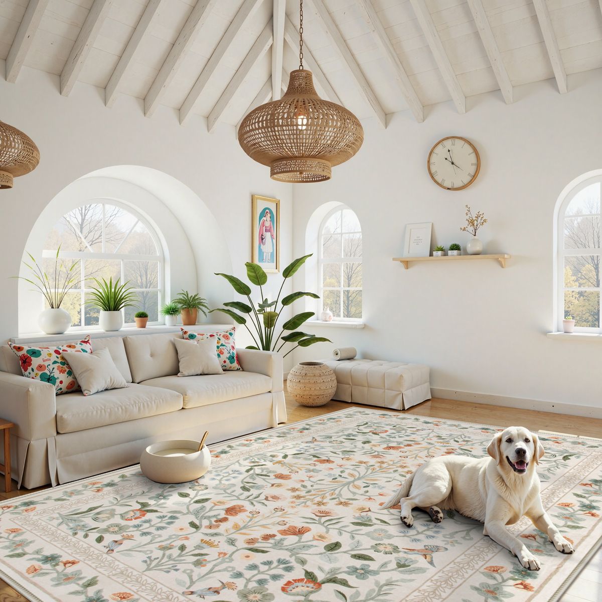 Celeste Washable Vintage Floral Beige Area Rug Area Rugs Lahome