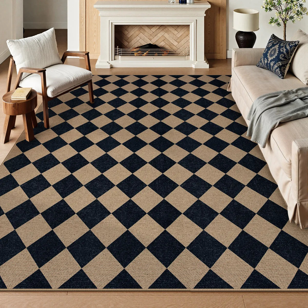 Coline Washable Geometric Checkered Easy Jute Dark Brown Indoor/Outdoor Rug Easy Jute Area Rug Lahome 9' x 12'