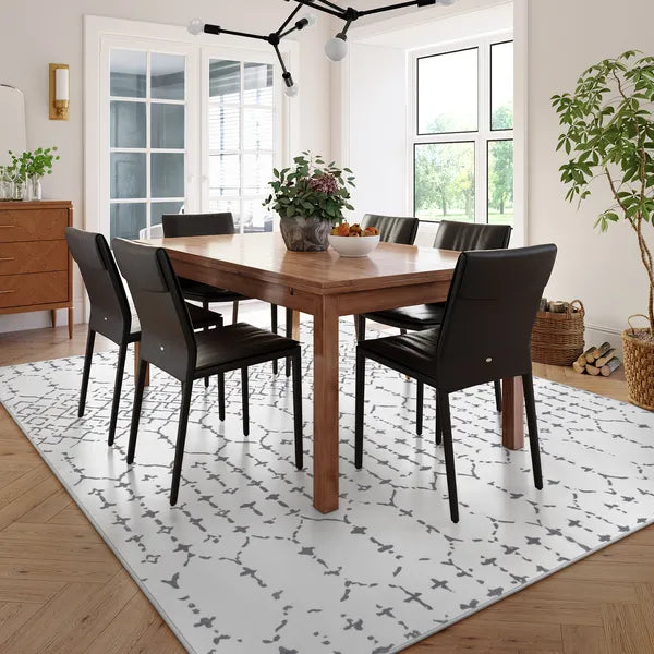 Hana Washable Moroccan Geometric White Area Rug Area Rugs Lahome