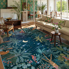Jovence Washable Jungle Midnight Blue Area Rug Rugs Lahome 9' x 12'