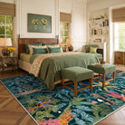 Jovence Washable Jungle Midnight Blue Area Rug Rugs Lahome