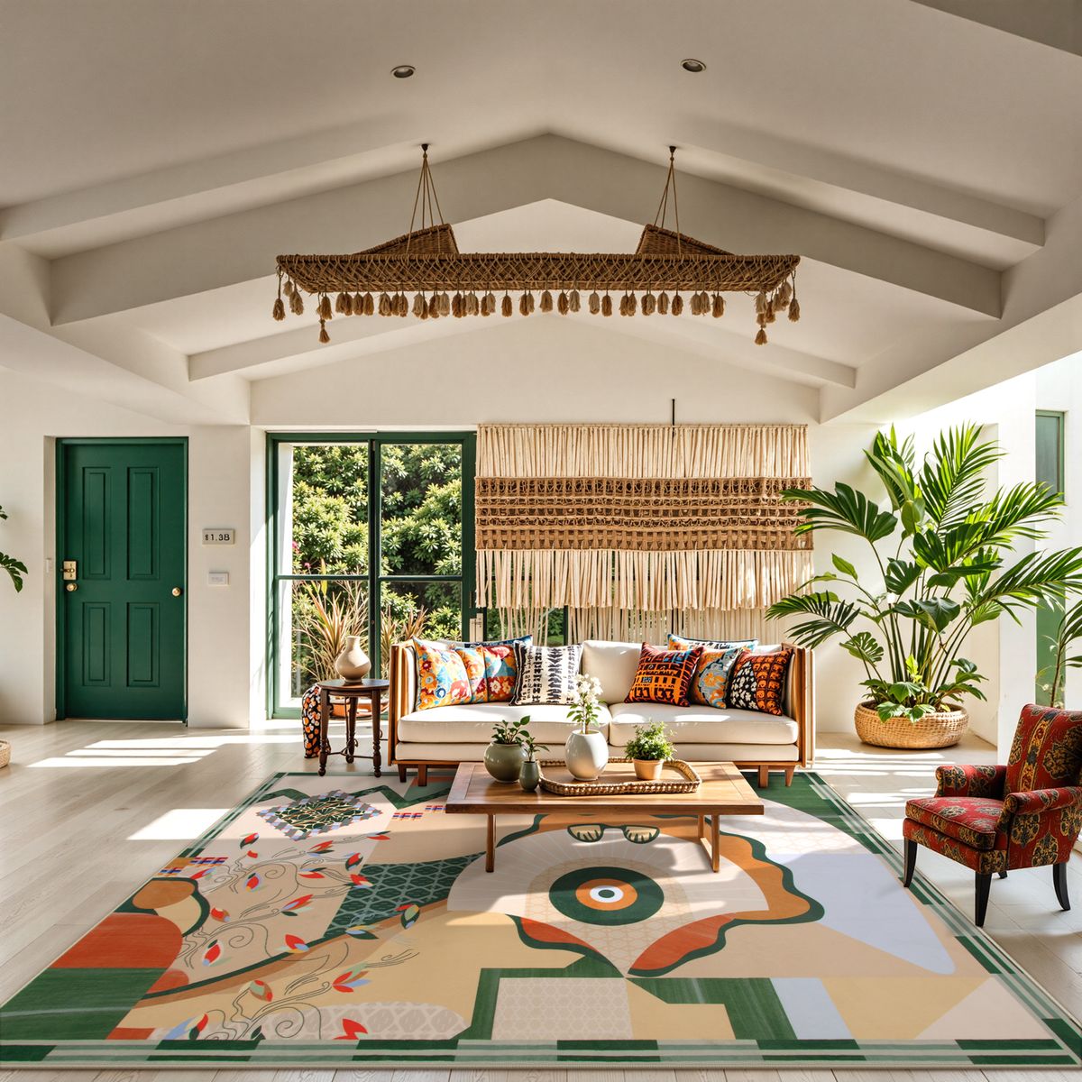 Cecile Washable Contemporary Abstract Art Green Rug Clearance Rugs Lahome 8' x 10'