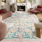 Sylvie Washable Boho Modern Parisian Garden Floral Pink Rug Area Rugs Lahome