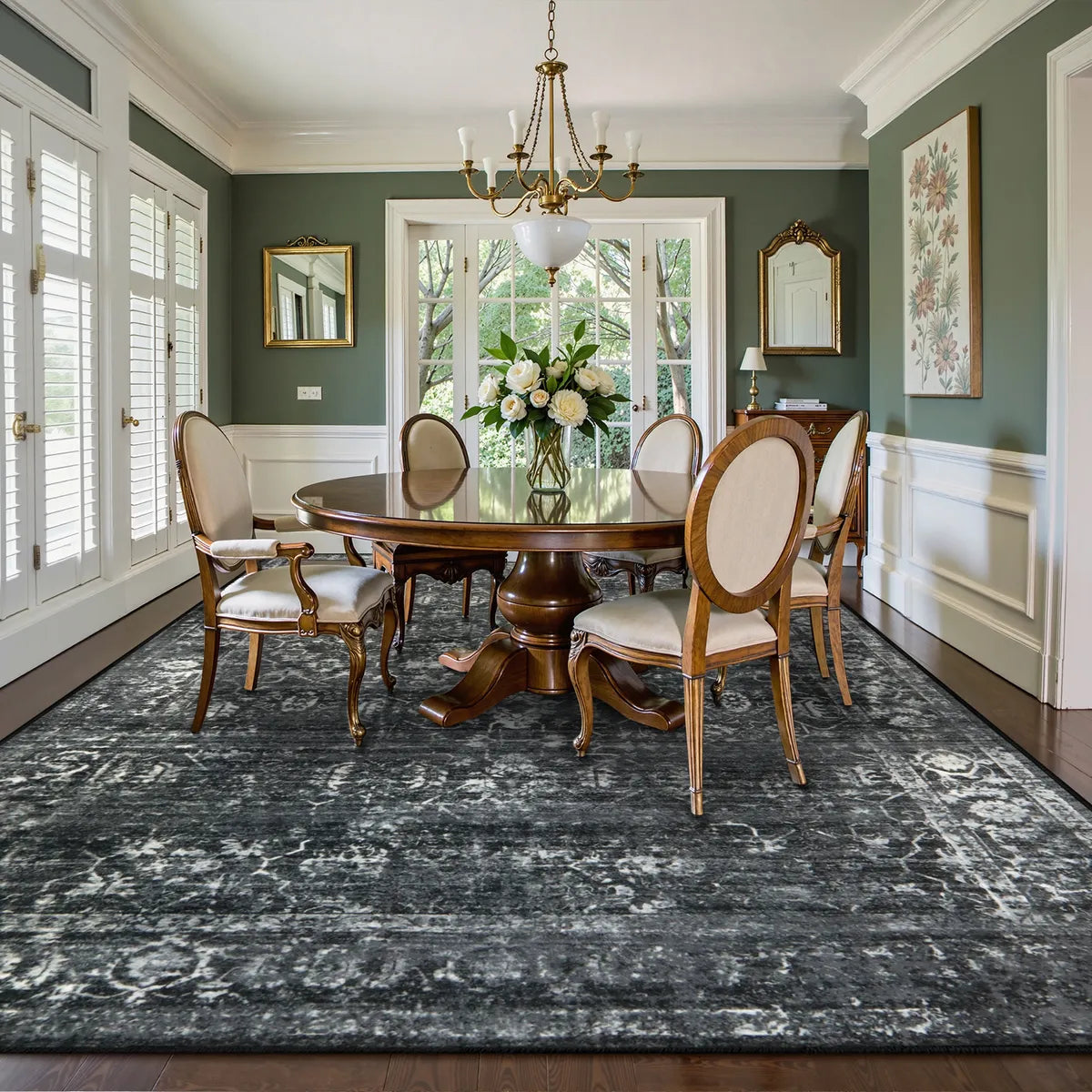 Margot Washable Vintage Distressed Black/Grey Rug Area Rugs Lahome