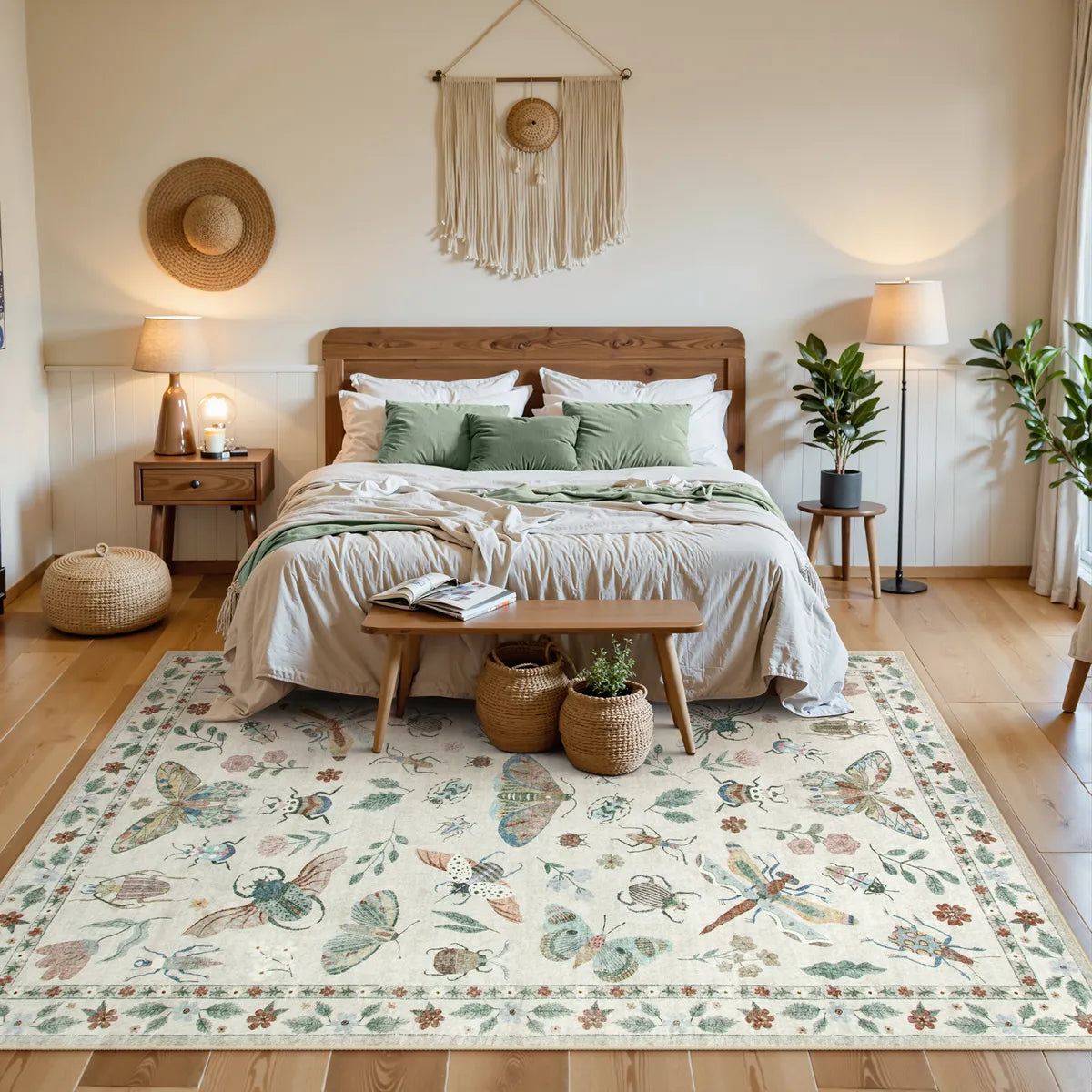 Clearance Vionnet Washable Modern Parisian Insect Beige Rug Clearance Rugs Lahome